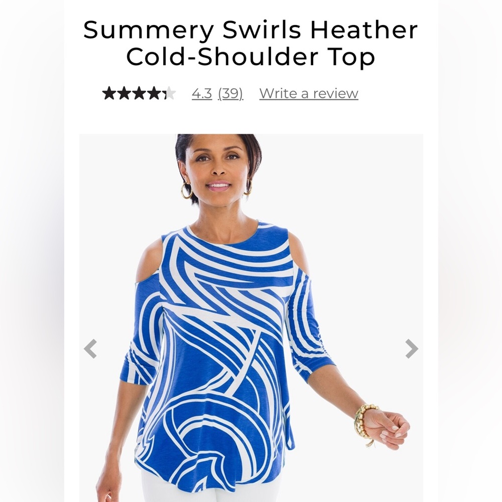 Chico's cold shoulder top. So flattering. Size 3 in Chico's sizing.